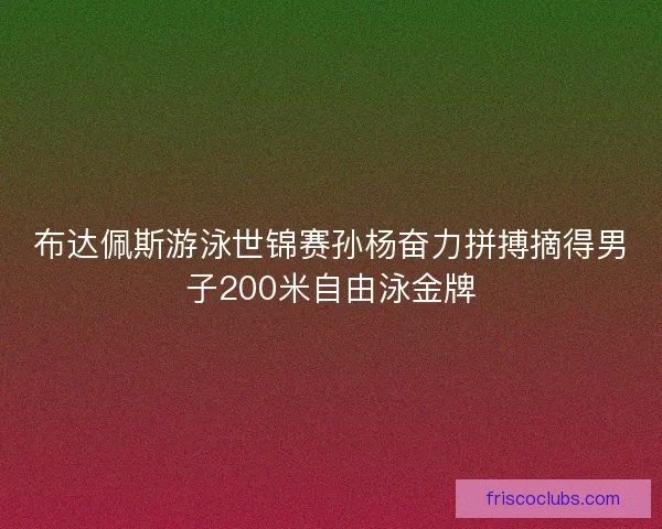 布达佩斯游泳世锦赛孙杨奋力拼搏摘得男子200米自由泳金牌